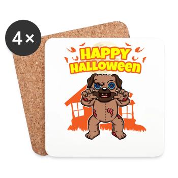 Happy Halloween Scary Funny Hallow's Eve Costume - Coasters (set of 4) - white - Front