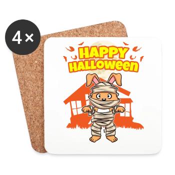 Happy Halloween Scary Funny Hallow's Eve Costume - Coasters (set of 4) - white - Front
