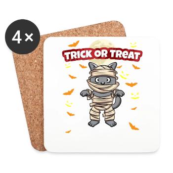 Truc ou traiter effrayant monstre d’Halloween effrayant - Dessous de verre (lot de 4) - blanc - Devant