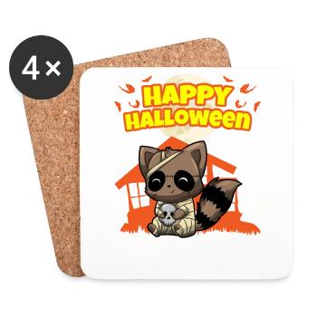 Happy Halloween Scary Funny Hallow's Eve Costume - Coasters (set of 4) - white - Front