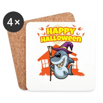 Happy Halloween Scary Funny Hallow's Eve Costume - Coasters (set of 4) - white - Front