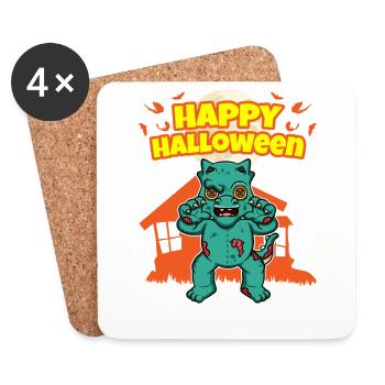 Happy Halloween Scary Funny Hallow's Eve Costume - Coasters (set of 4) - white - Front