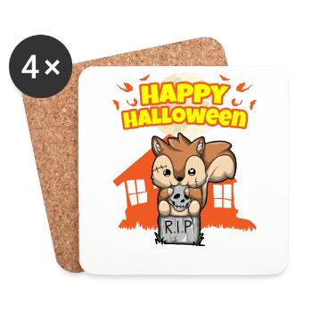 Happy Halloween Scary Funny Hallow's Eve Costume - Coasters (set of 4) - white - Front