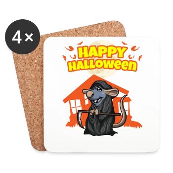 Happy Halloween Scary Funny Hallow's Eve Costume - Coasters (set of 4) - white - Front