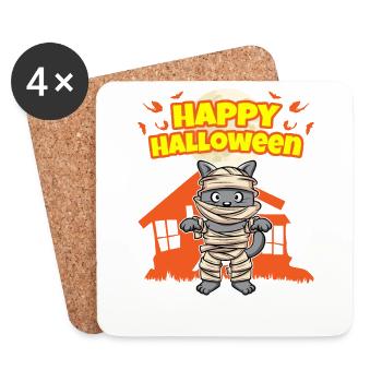 Happy Halloween Scary Funny Hallow's Eve Costume - Coasters (set of 4) - white - Front