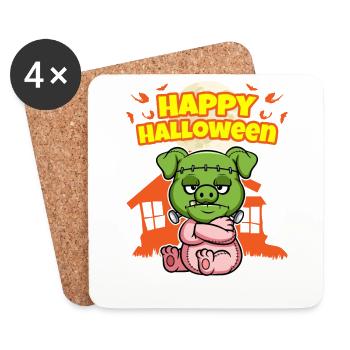 Happy Halloween Scary Funny Hallow's Eve Costume - Coasters (set of 4) - white - Front