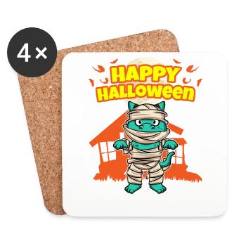 Happy Halloween Scary Funny Hallow's Eve Costume - Coasters (set of 4) - white - Front