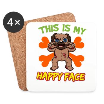 This Is My Happy Face Funny Halloween Monster - Coasters (set of 4) - white - Front