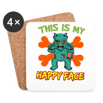 This Is My Happy Face Funny Halloween Monster - Coasters (set of 4) - white - Front