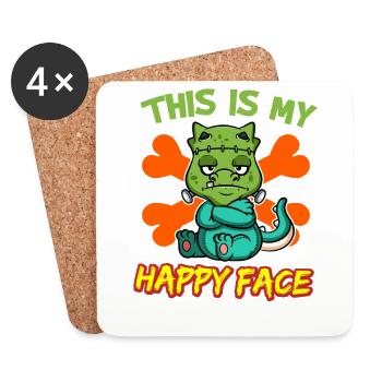This Is My Happy Face Funny Halloween Monster - Coasters (set of 4) - white - Front