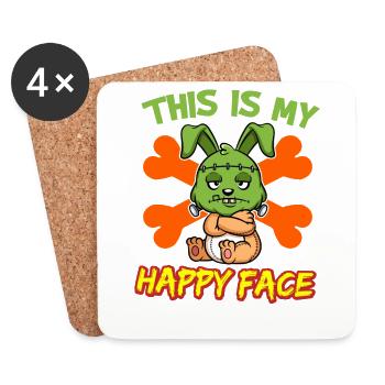 This Is My Happy Face Funny Halloween Monster - Coasters (set of 4) - white - Front