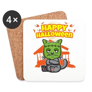 Happy Halloween Scary Funny Hallow's Eve Costume - Coasters (set of 4) - white - Front