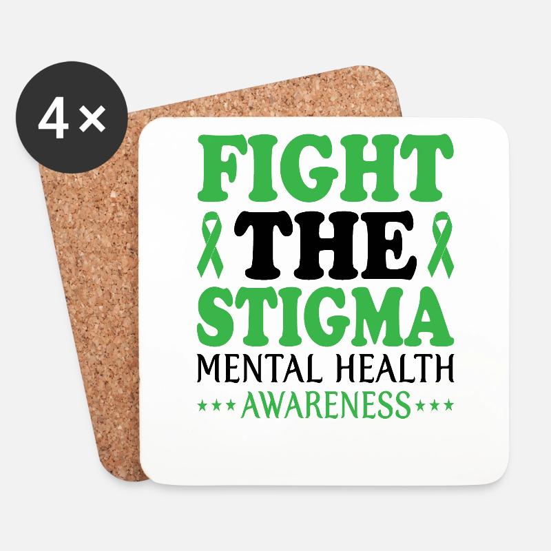 Bekämpfen Sie das Stigma Mental Health Awareness Mental - Untersetzer (4er-Set) - Weiß