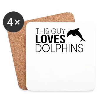 This guy loves dolphins - Coasters (set of 4) - white - Front
