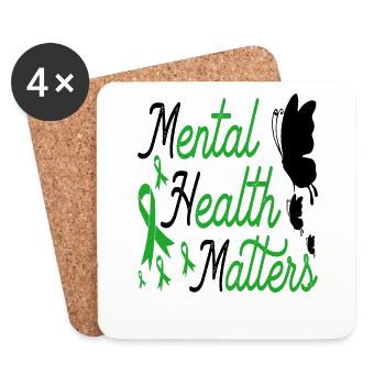 La santé mentale compte Mettre fin à la stigmatisation Santé - Dessous de verre (lot de 4) - blanc - Devant