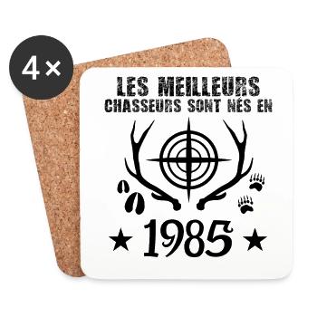 Chasseur | Anniversaire chasseur 1985 cadeau 1985 - Dessous de verre (lot de 4) - blanc - Devant