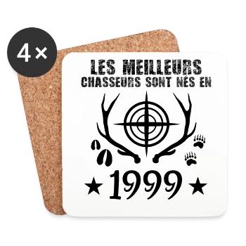 Chasseur | Anniversaire chasseur 1999 cadeau 1999 - Dessous de verre (lot de 4) - blanc - Devant