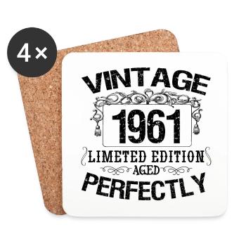 1961 Vintage | Limited edition 1961 aged perfectly - Dessous de verre (lot de 4) - blanc - Devant