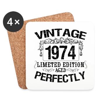 1974 Vintage | Limited edition 1974 aged perfectly - Dessous de verre (lot de 4) - blanc - Devant