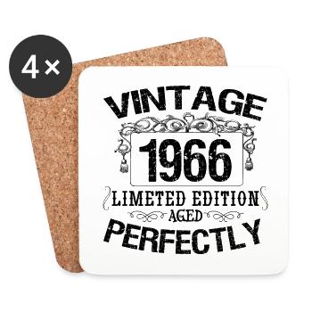 Jahrgang 1966 | Limitierte Auflage 1966 perfekt gealtert - Untersetzer (4er-Set) - Weiß - Vorne