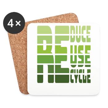 Reduzieren Sie Reuse Recycle Eearth Day - Untersetzer (4er-Set) - Weiß - Vorne