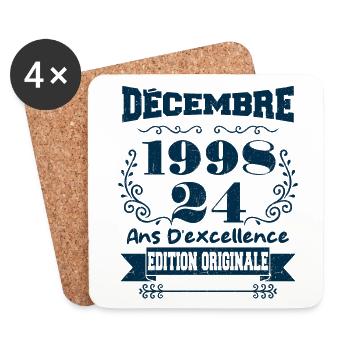 décembre 1998 Edition original | Vintage 1998 - Dessous de verre (lot de 4) - blanc - Devant