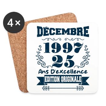 décembre 1997 Edition original | Vintage 1997 - Dessous de verre (lot de 4) - blanc - Devant