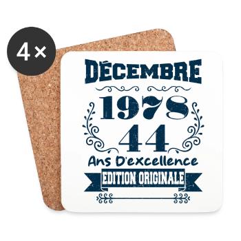 décembre 1978 Edition original | Vintage 1978 - Dessous de verre (lot de 4) - blanc - Devant
