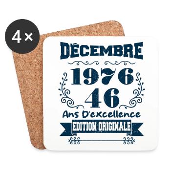 décembre 1976 Edition original | Vintage 1976 - Dessous de verre (lot de 4) - blanc - Devant