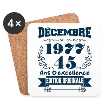 décembre 1977 Edition original | Vintage 1977 - Dessous de verre (lot de 4) - blanc - Devant