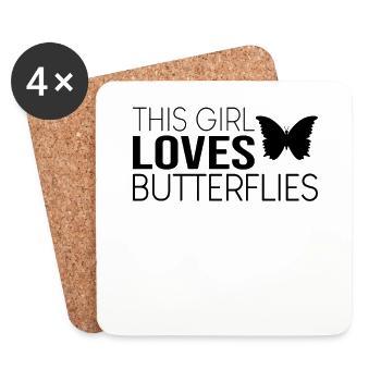 Fille papillon dicton - Dessous de verre (lot de 4) - blanc - Devant