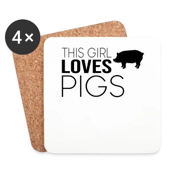 Dicton de cochon fille - Dessous de verre (lot de 4) - blanc - Devant