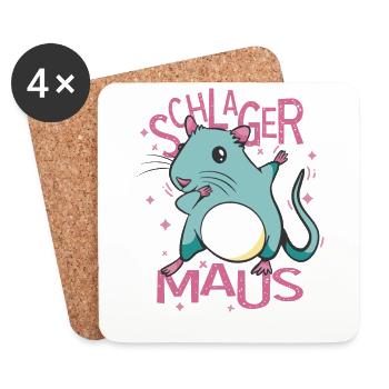 Schlagerparty Costume Schlager Schlager evening - Coasters (set of 4) - white - Front