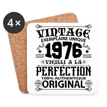 1976 Vintage Anniversaire 1976 original birthday - Dessous de verre (lot de 4) - blanc - Devant