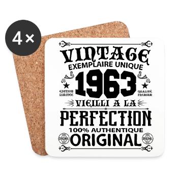 1963 Vintage Anniversaire 1963 original birthday - Dessous de verre (lot de 4) - blanc - Devant