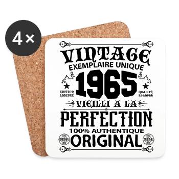 1965 Vintage Anniversaire 1965 original birthday - Dessous de verre (lot de 4) - blanc - Devant