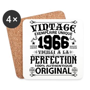 1966 Vintage Anniversaire 1966 original birthday - Dessous de verre (lot de 4) - blanc - Devant