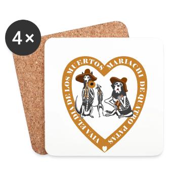 Halloween Hundeskelett Catrina Dia de los Muertos - Untersetzer (4er-Set) - Weiß - Vorne