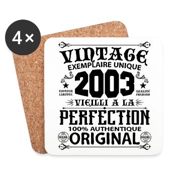 2003 Vintage Anniversaire 2003 original birthday - Dessous de verre (lot de 4) - blanc - Devant