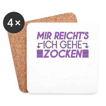 Zocken Spruch - Untersetzer (4er-Set) - Weiß - Vorne