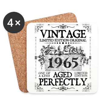 1965 | Vintage Perfekt gealtert seit 1965 Geburtstag - Untersetzer (4er-Set) - Weiß - Vorne