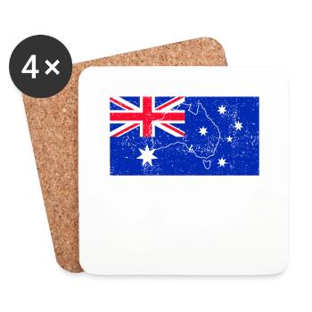 Drapeau de l’Australie - Dessous de verre (lot de 4) - blanc - Devant