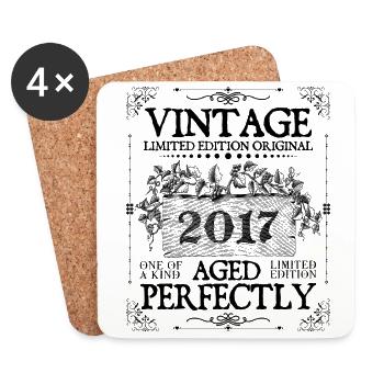 | 2017 Vintage Aged Perfectly seit 2017 Geburtstag - Untersetzer (4er-Set) - Weiß - Vorne