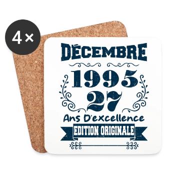 décembre 1995 Edition original | Vintage 1995 - Dessous de verre (lot de 4) - blanc - Devant