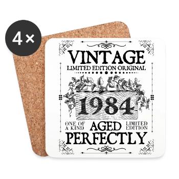 1984 | Vintage Perfekt gealtert seit 1984 Geburtstag - Untersetzer (4er-Set) - Weiß - Vorne