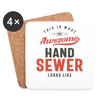 Funny Awesome Hand Sewer Job Occupation - Coasters (set of 4) - white - Front