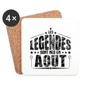 Aout | les Légendes sont nés en Aout Anniversaire - Dessous de verre (lot de 4) - blanc - Devant