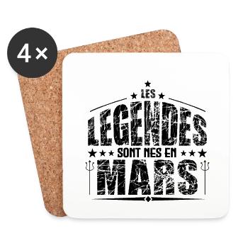 Mars | les Légendes sont nés en Mars Anniversaire - Dessous de verre (lot de 4) - blanc - Devant