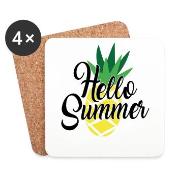Hallo Sommer Png Sommer Zitate - Untersetzer (4er-Set) - Weiß - Vorne