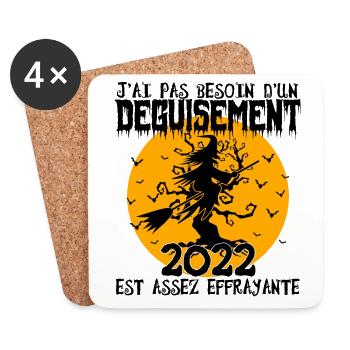 cadeau Halloween humour | Déguisement Halloween !! - Dessous de verre (lot de 4) - blanc - Devant